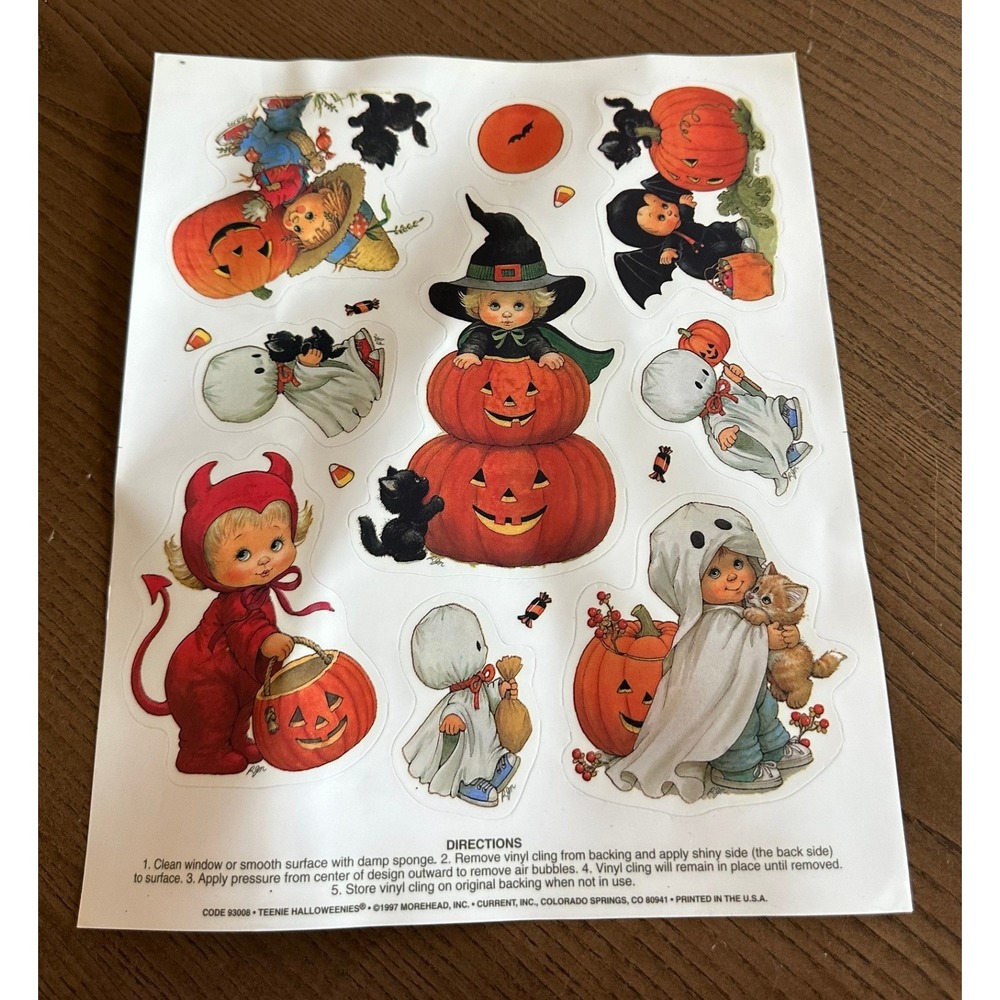 Vintage 1997 Teenie Halloweenies Vinyl Window Clings Morehead Inc Current Inc